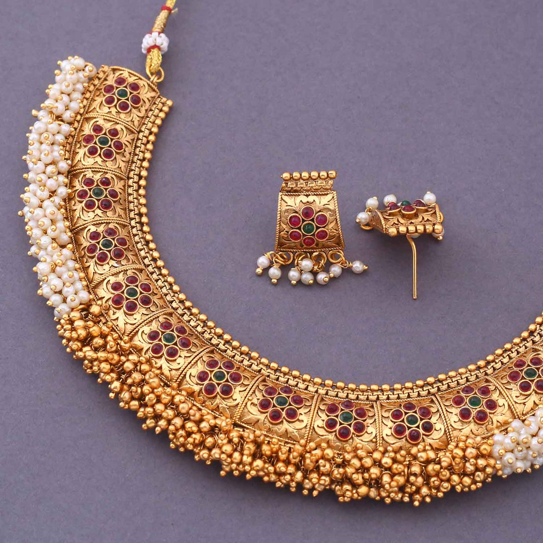 Golden Hemangi Antique Jewellery Set - New Arrival