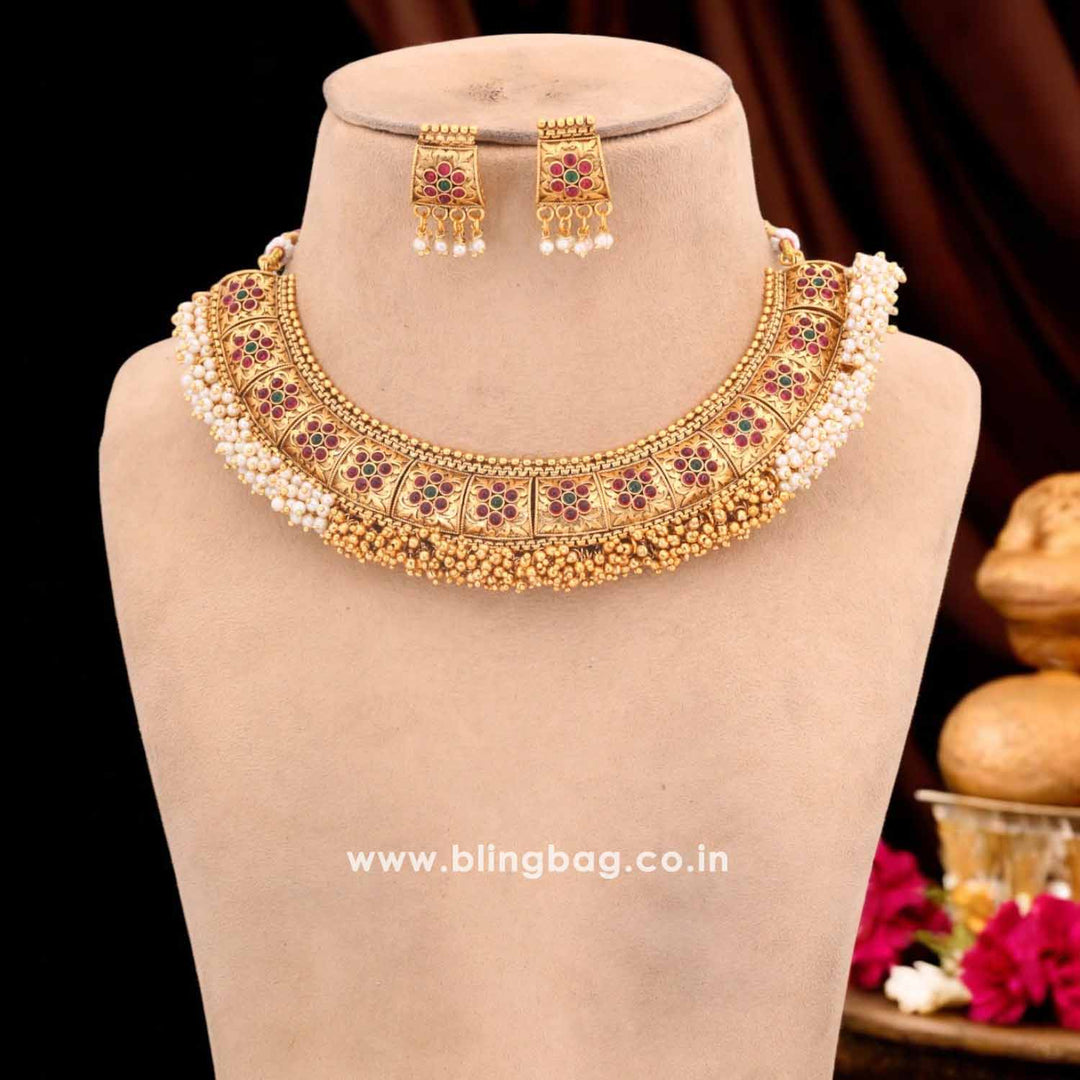 Golden Hemangi Antique Jewellery Set - New Arrival