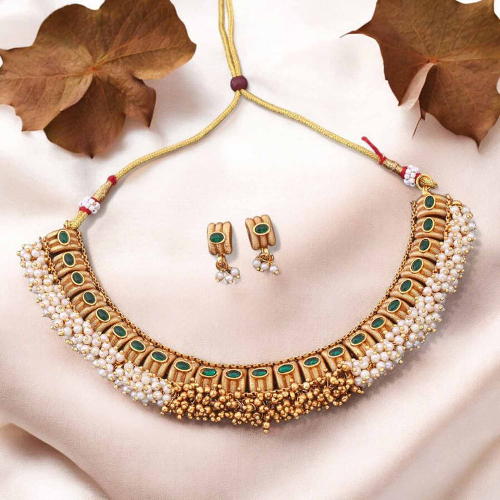 Golden Hemisha Antique Jewellery Set - New Arrival