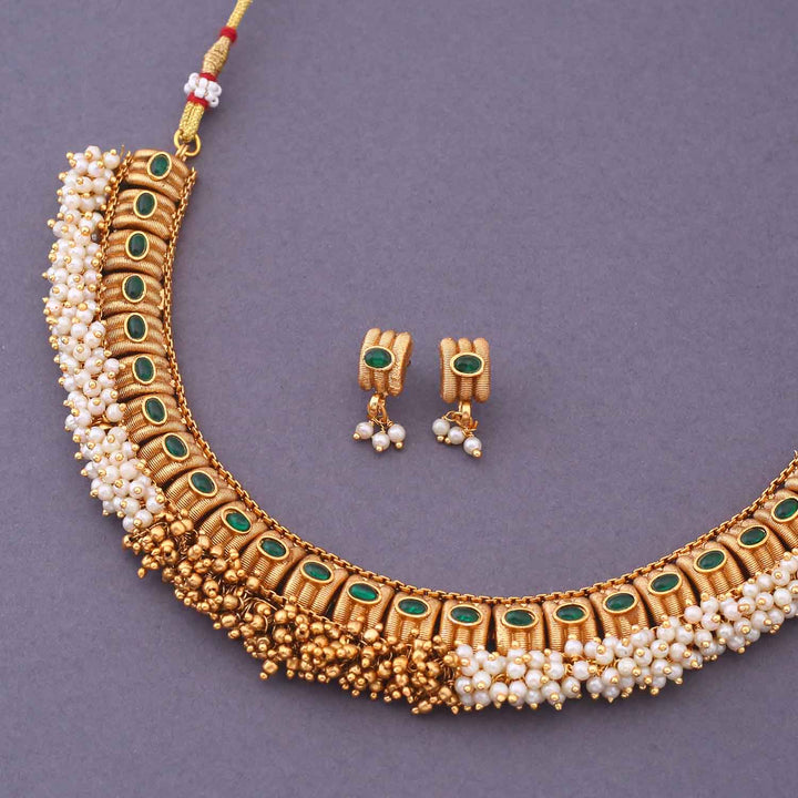 Golden Hemisha Antique Jewellery Set - New Arrival