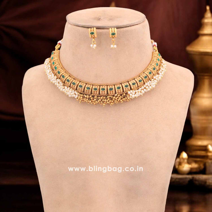 Golden Hemisha Antique Jewellery Set - New Arrival