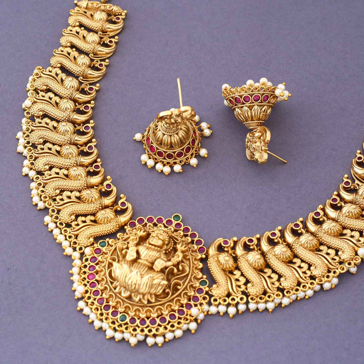 Golden Hiranya Hasli Temple Jewellery Set- New Arrival