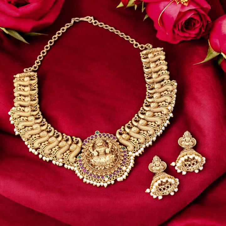 Golden Hiranya Hasli Temple Jewellery Set- New Arrival