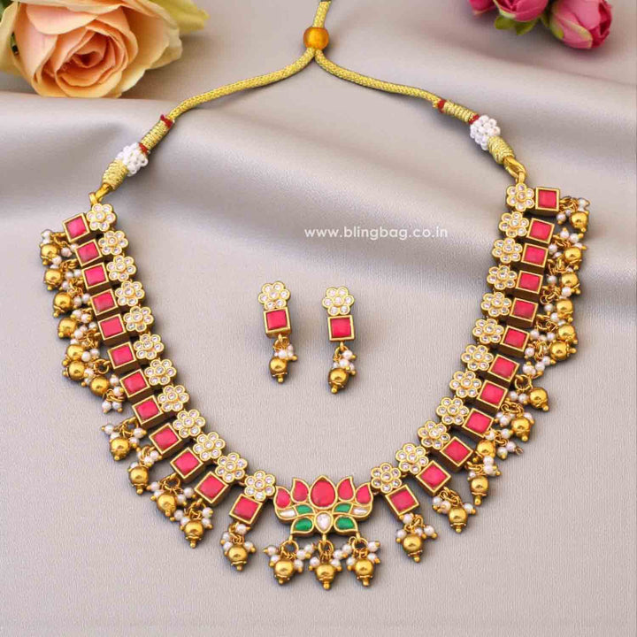 Golden Hridya Antique Jewellery Set - New Arrival