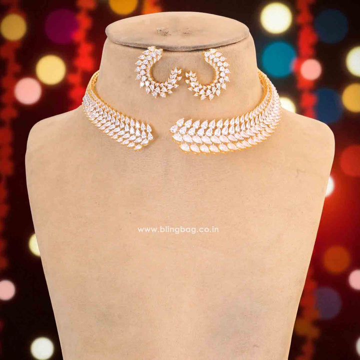 Golden Imanii Hasli Zirconia Jewellery Set