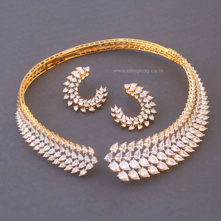 Golden Imanii Hasli Zirconia Jewellery Set
