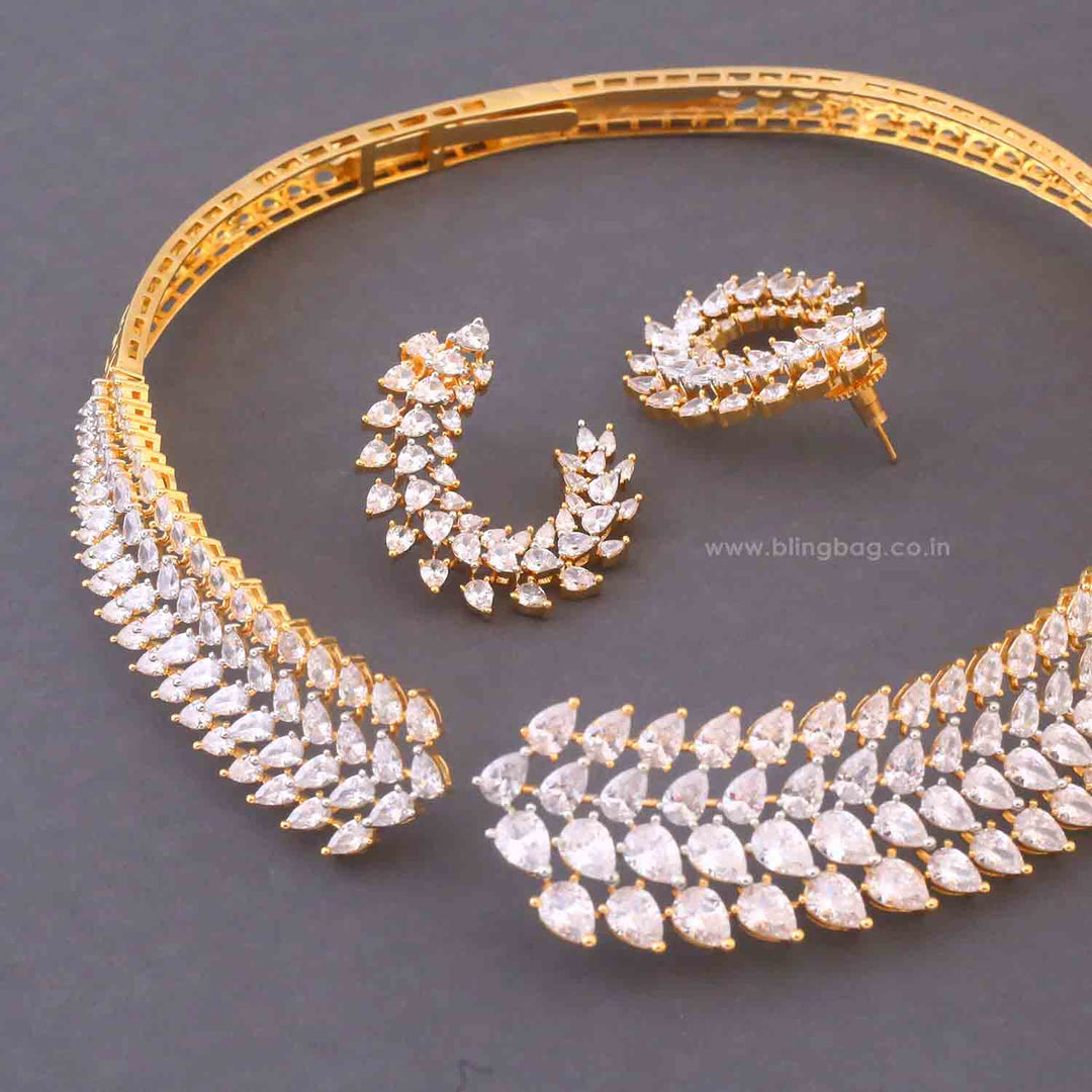 Golden Imanii Hasli Zirconia Jewellery Set