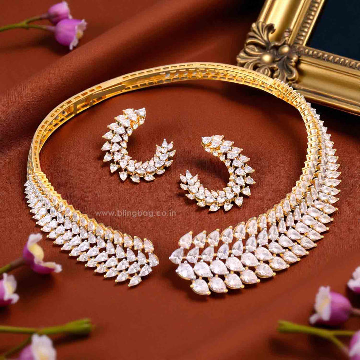 Golden Imanii Hasli Zirconia Jewellery Set