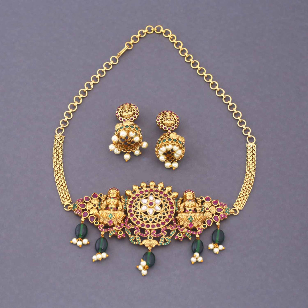 Golden Iravati Temple Jewellery Set - New Arrival