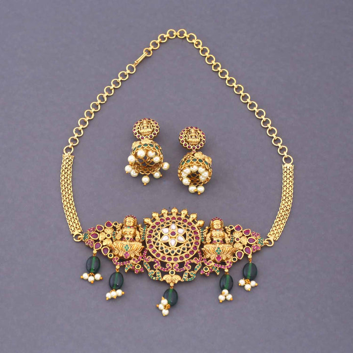 Golden Iravati Temple Jewellery Set - New Arrival