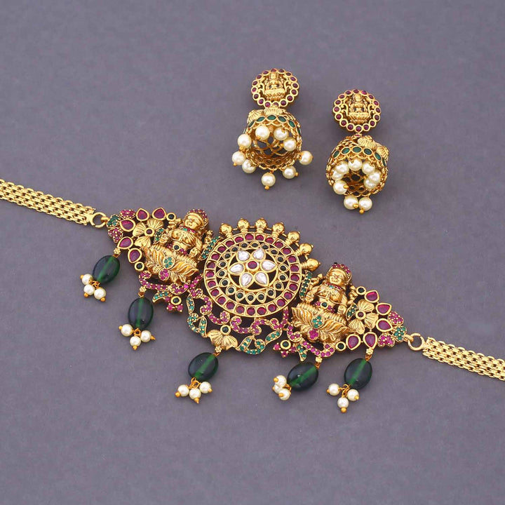Golden Iravati Temple Jewellery Set - New Arrival