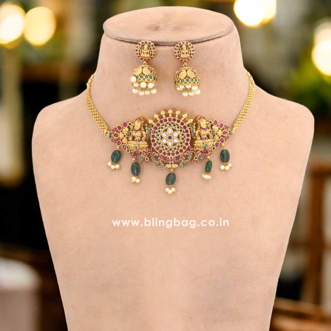 Golden Iravati Temple Jewellery Set - New Arrival