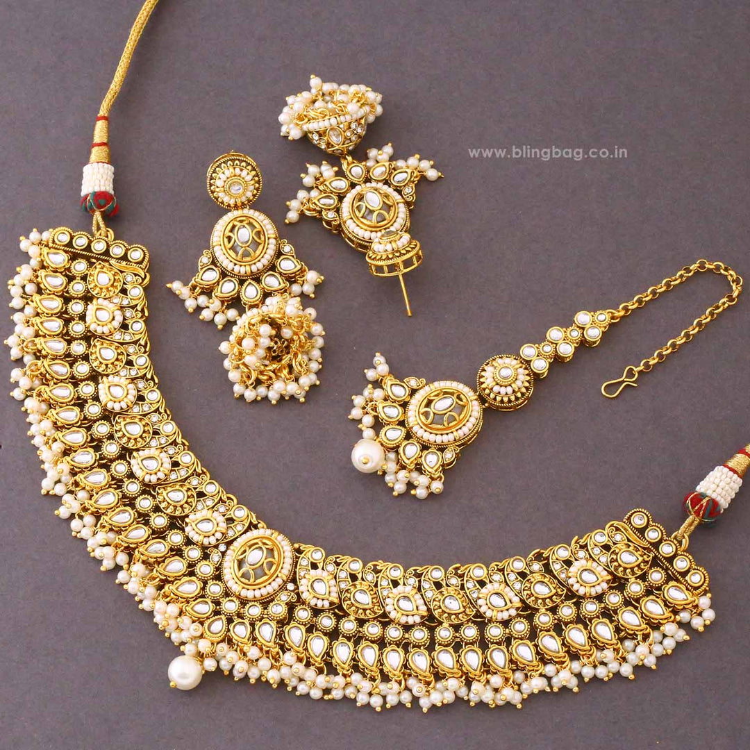 Ivory Ishvika Kundan Jewellery Set - New Arrival