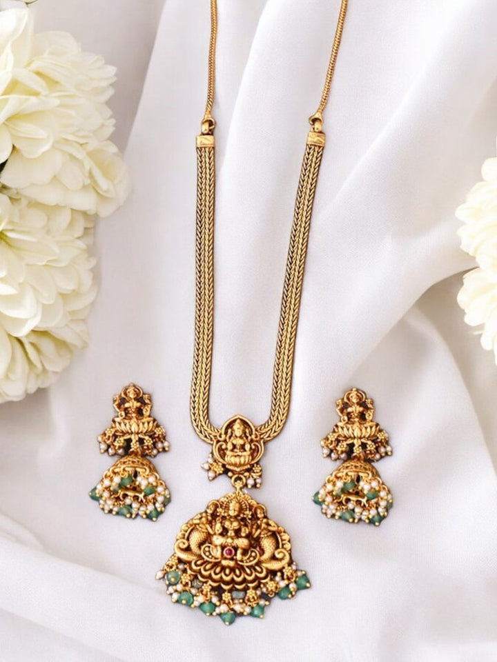Golden Jaal Temple Pendant Set