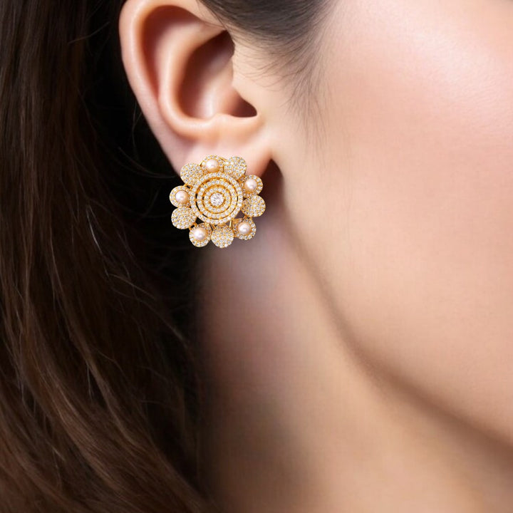 Golden Jacquier Zirconia Studs