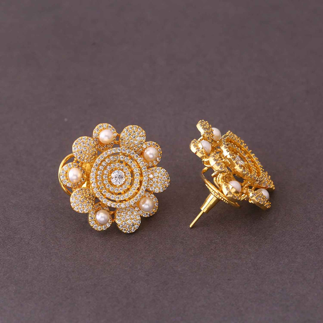 Golden Jacquier Zirconia Studs