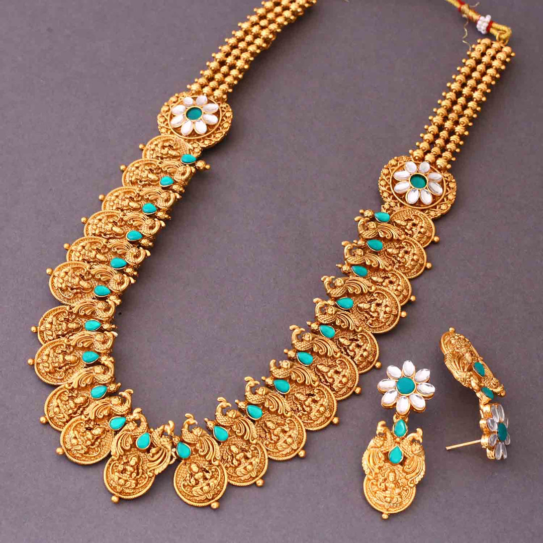 Golden Jagadguru Temple Jewellery Set - New Arrival