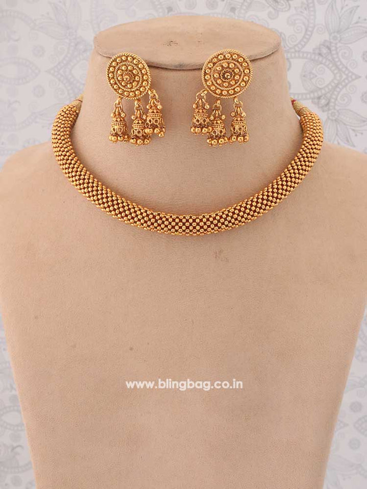 Golden Jatayu Temple Jewellery Set