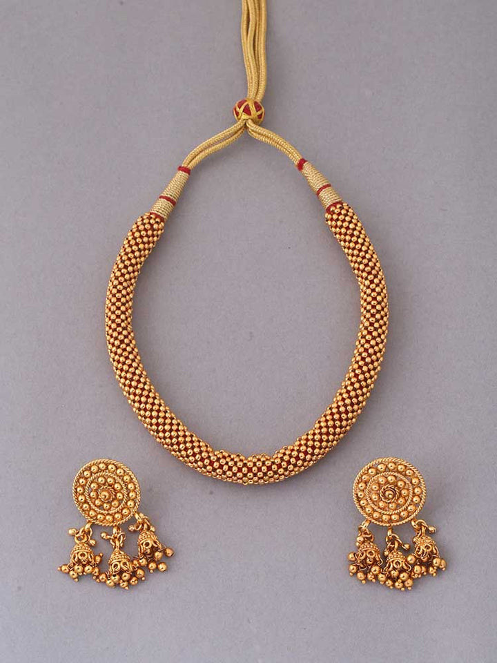 Golden Jatayu Temple Jewellery Set