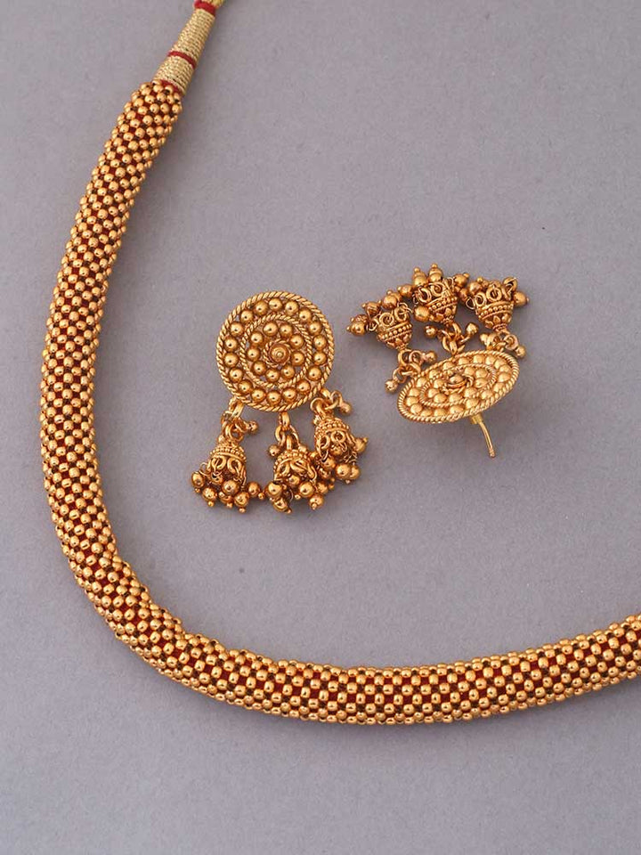 Golden Jatayu Temple Jewellery Set