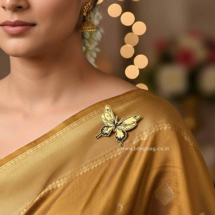 Golden Jeweled Wings Brooch