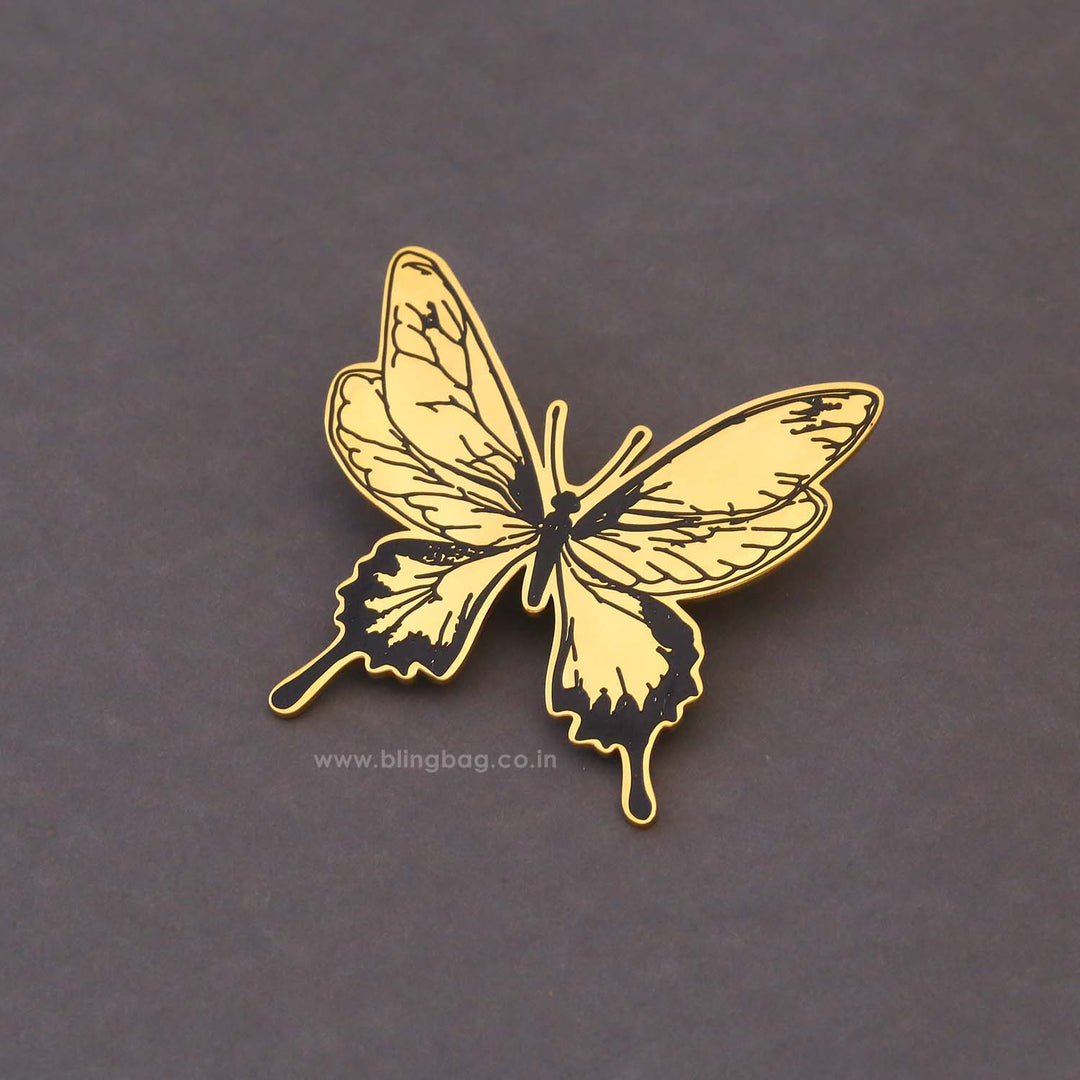Golden Jeweled Wings Brooch