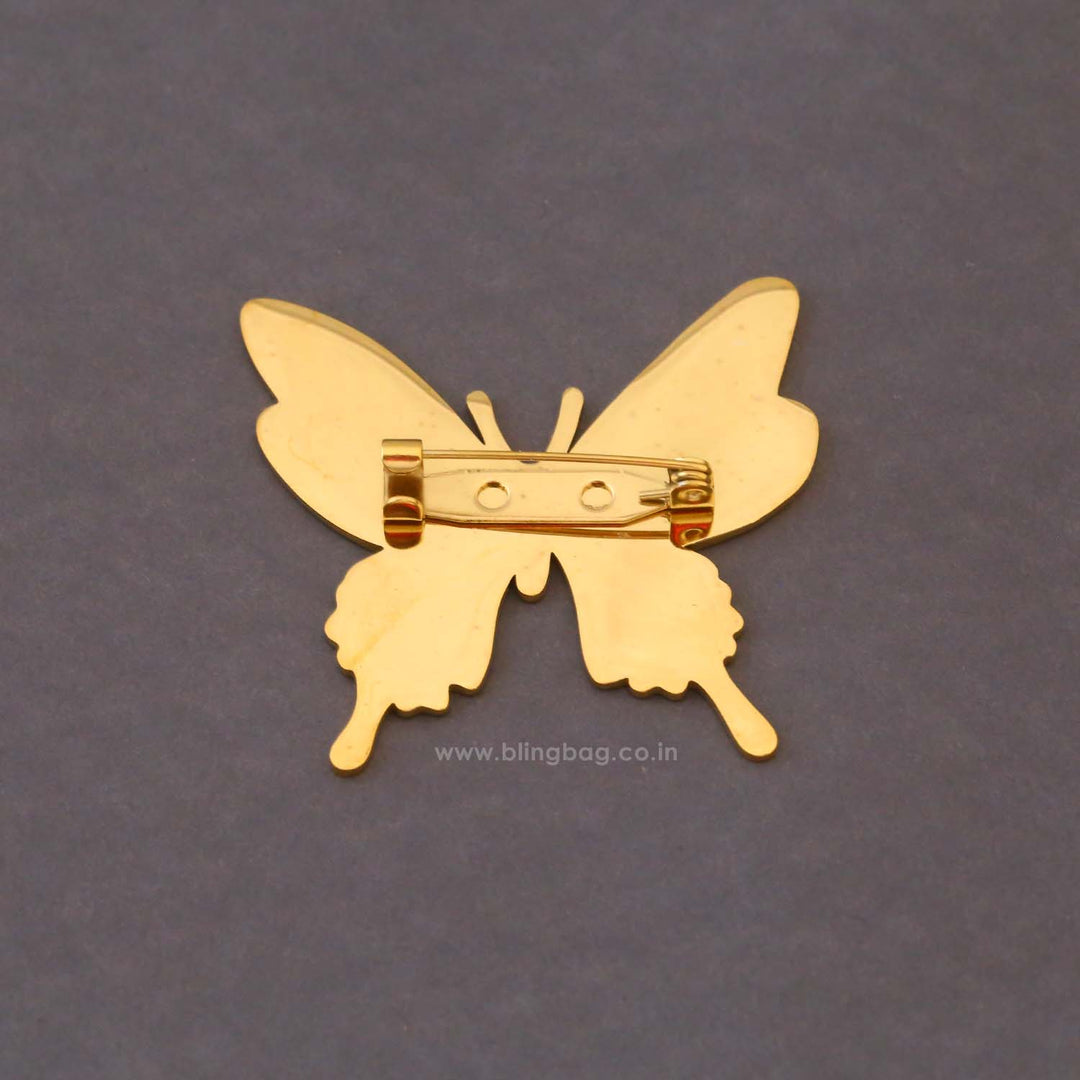 Golden Jeweled Wings Brooch