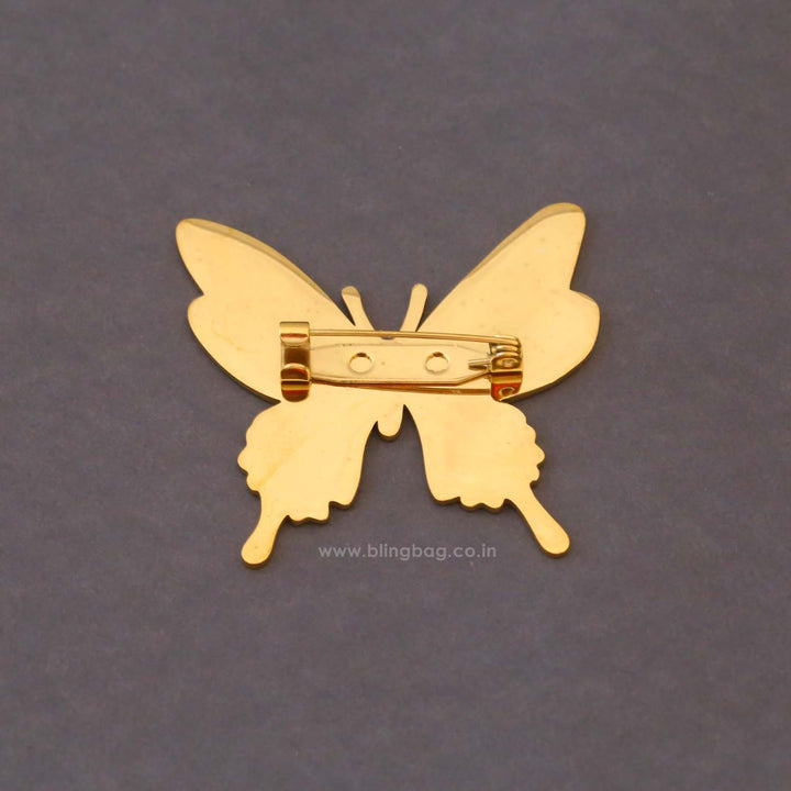 Golden Jeweled Wings Brooch