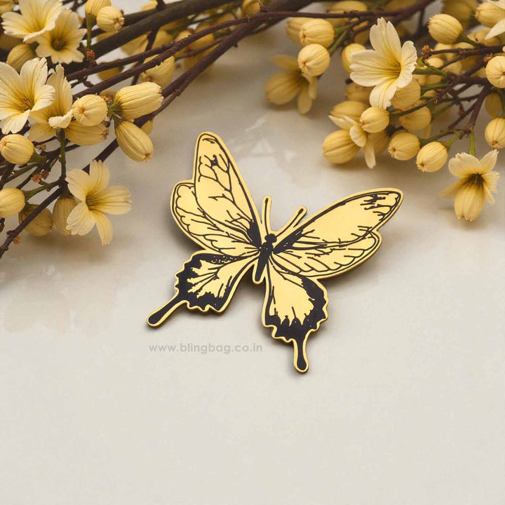 Golden Jeweled Wings Brooch