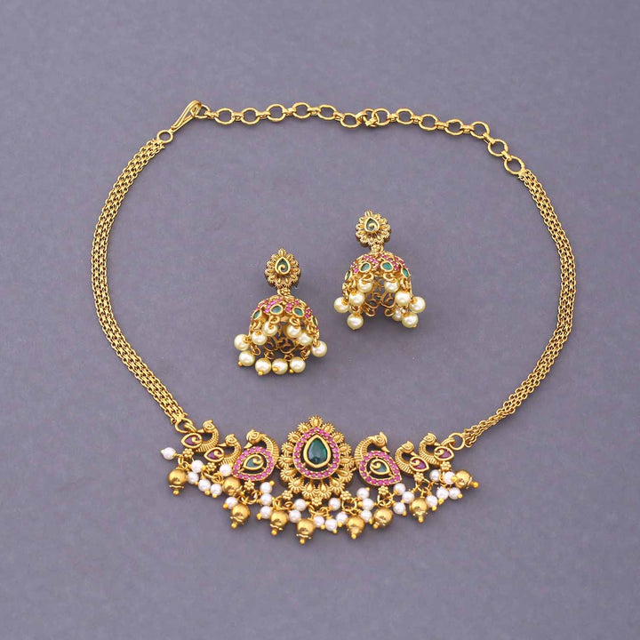 Golden Jivora Antique Jewellery Set - New Arrival