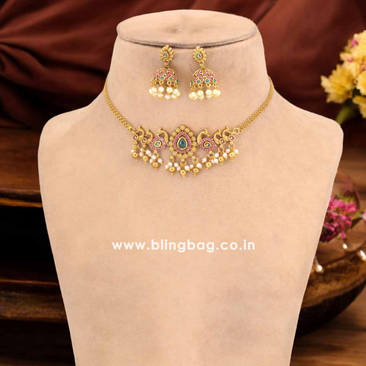 Golden Jivora Antique Jewellery Set - New Arrival