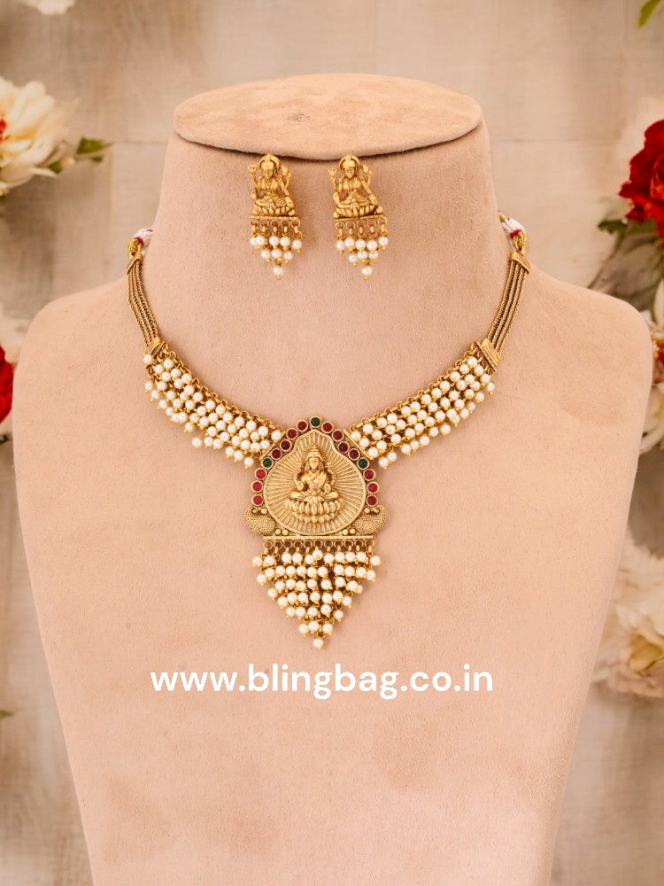 Golden Kalaratri Temple Jewellery Set - New Arrival
