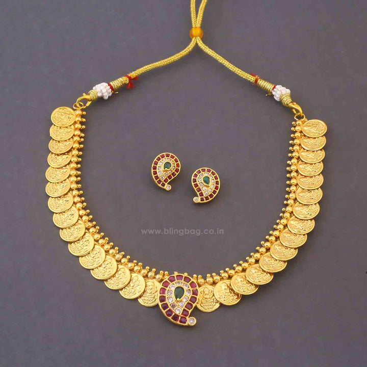 Golden Kaliika Temple Jewellery Set - New Arrival