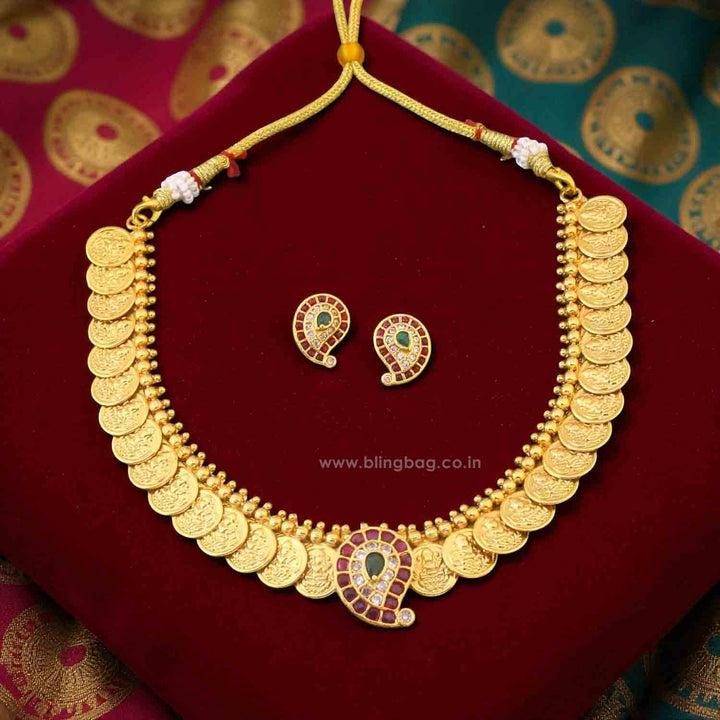 Golden Kaliika Temple Jewellery Set - New Arrival