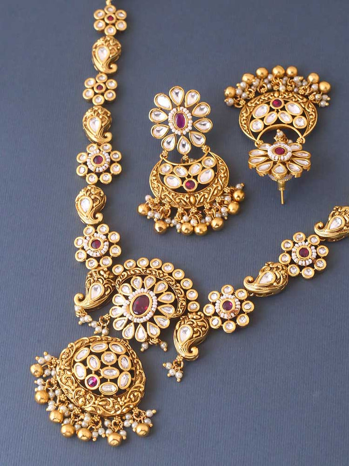 Golden Kalki Antique Jewellery Set