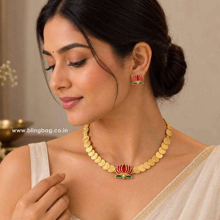 Golden Kamalaa Temple Jewellery Set- New Arrival
