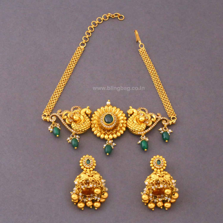 Emerald Kamolika Antique Jewellery Set - New Arrival