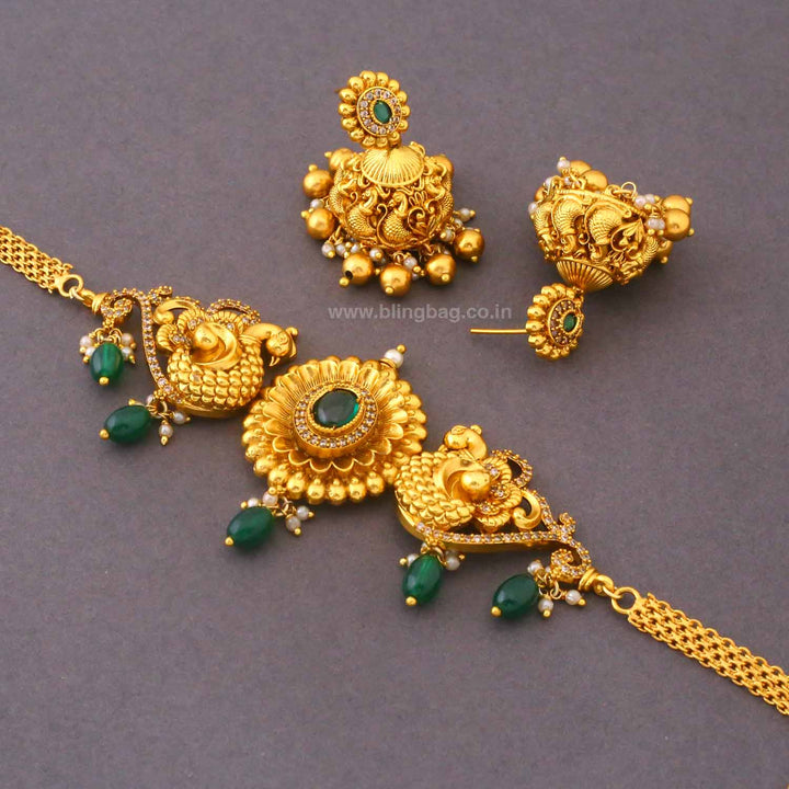 Emerald Kamolika Antique Jewellery Set - New Arrival
