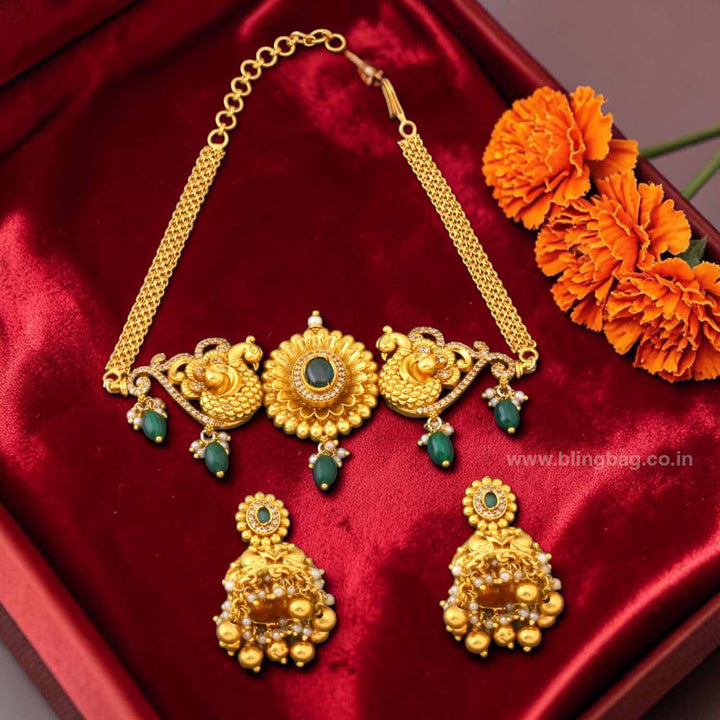 Emerald Kamolika Antique Jewellery Set - New Arrival