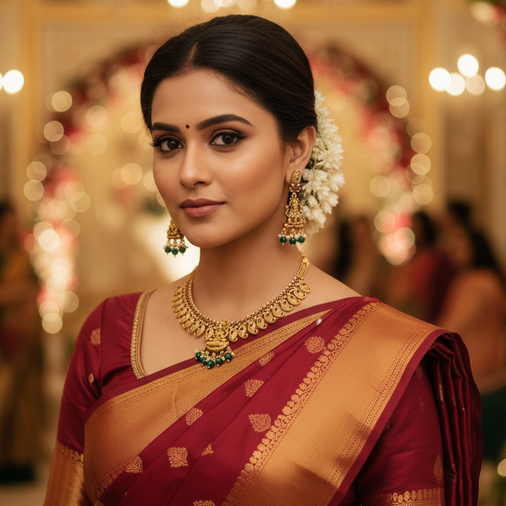 Golden Kanchan Temple Jewellery Set