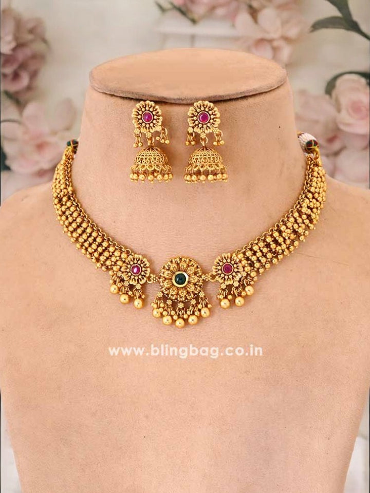 Golden Kanika Antique Jewellery Set