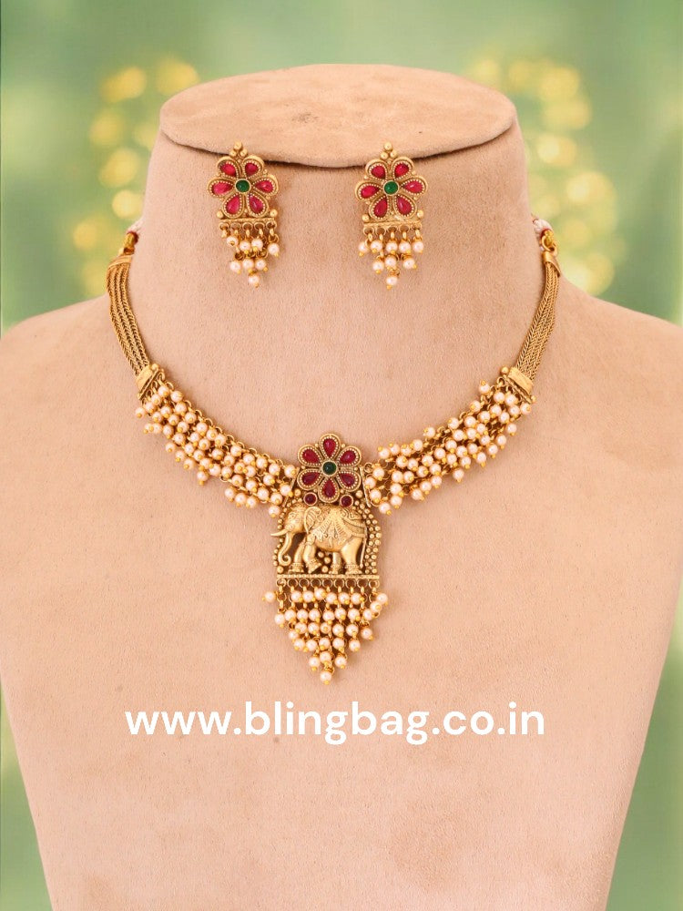Golden Kapali Temple Jewellery Set - New Arrival