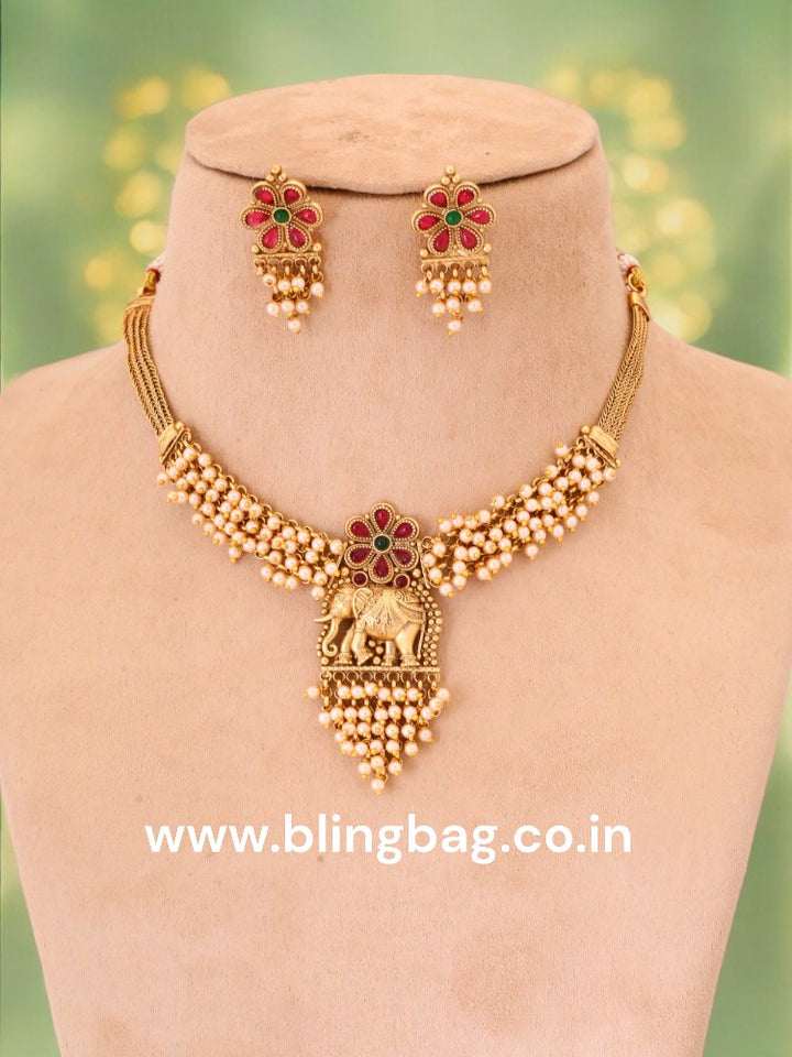 Golden Kapali Temple Jewellery Set - New Arrival