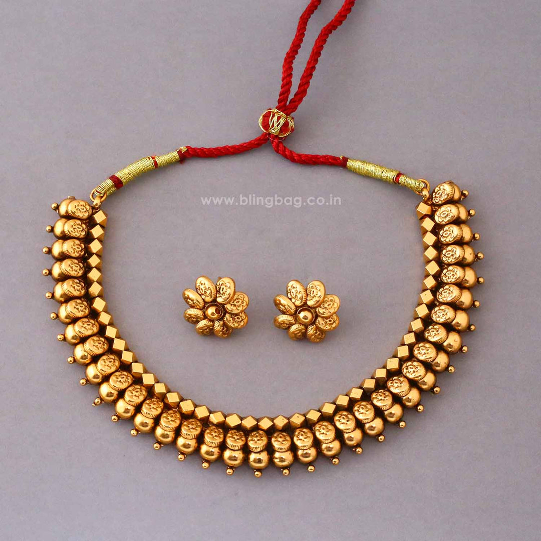 Golden Kashvi Antique Jewellery Set- New Arrival