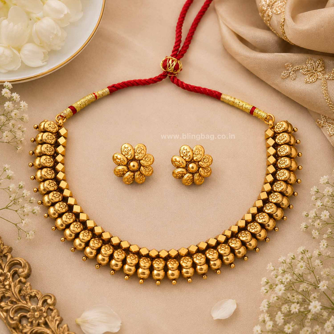 Golden Kashvi Antique Jewellery Set- New Arrival