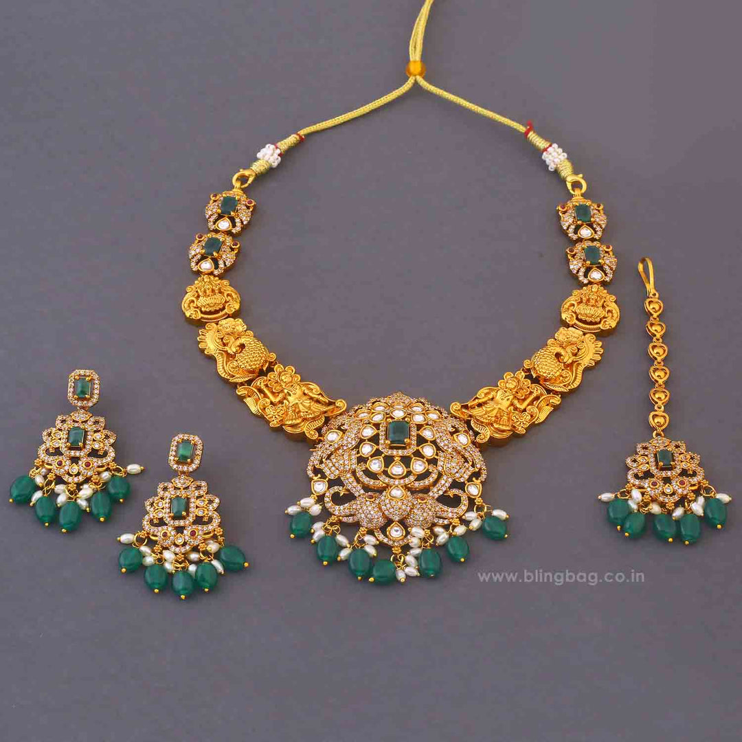 Golden Katyayanii Bridal Temple Jewellery Set - New Arrival
