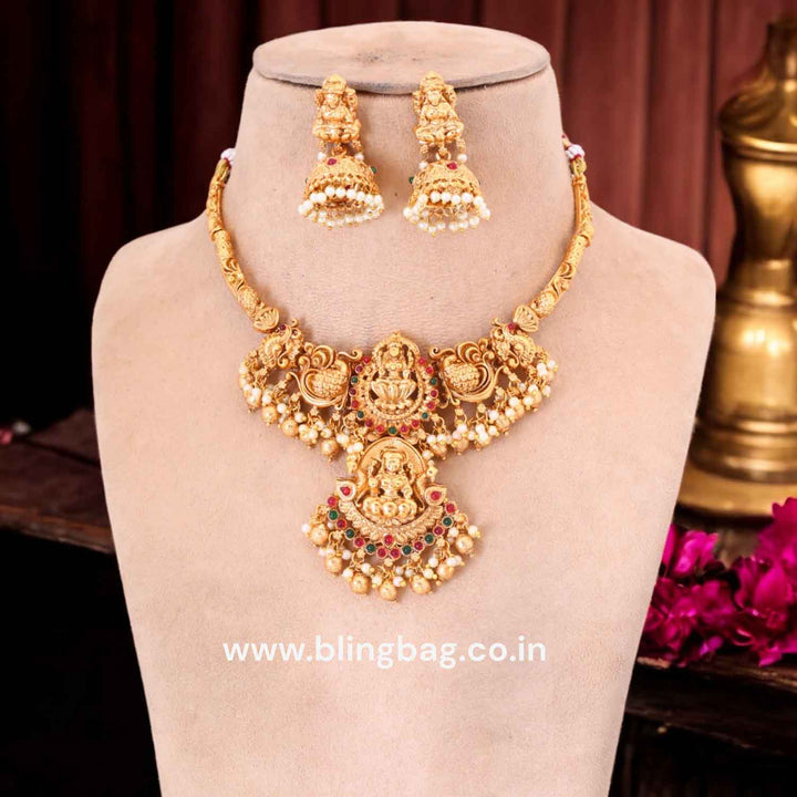 Golden Kaumari Hasli Temple Jewellery Set- New Arrival