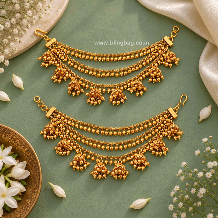 Golden Keerthisha Antique Ear Chain