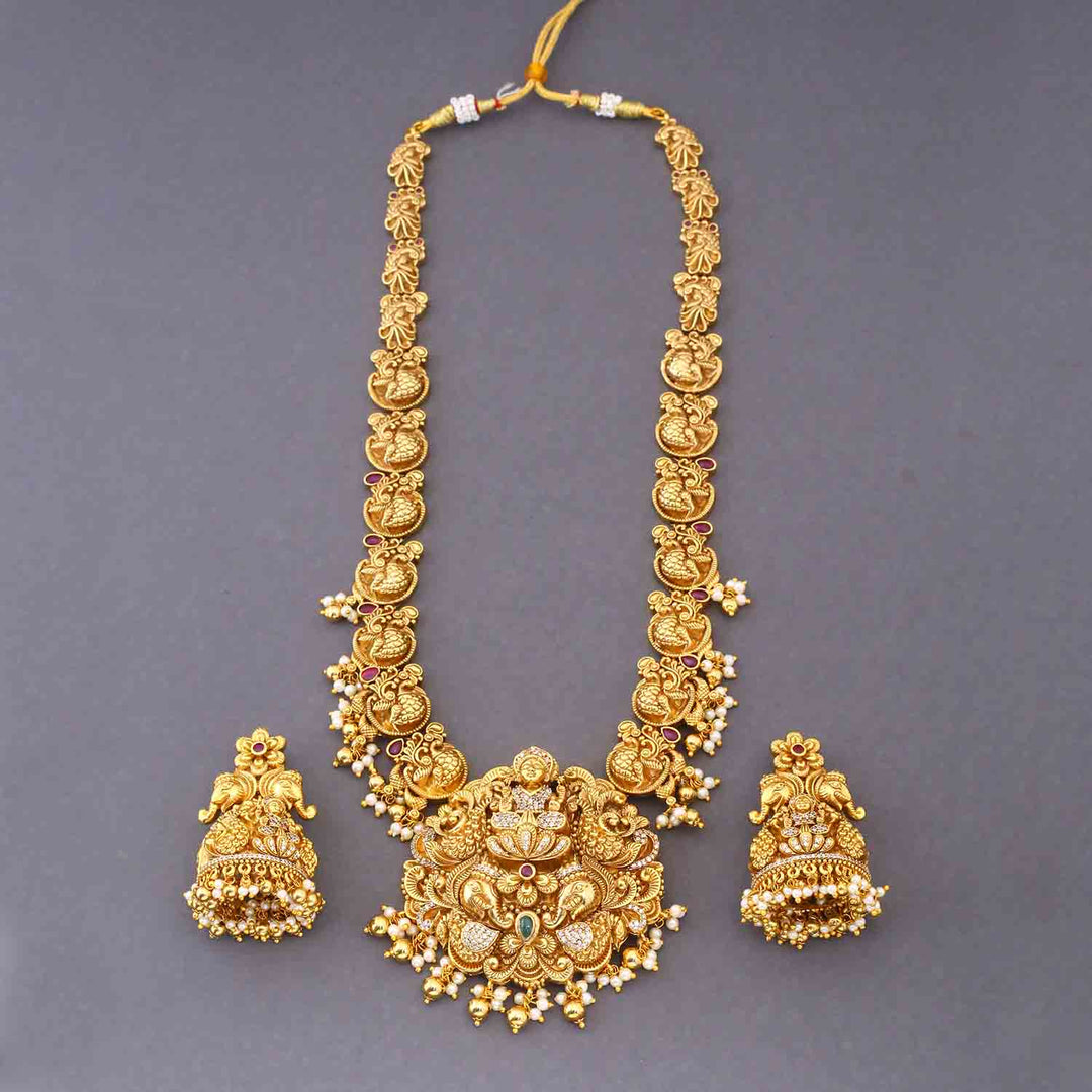 Golden Khushlani Temple Jewellery Set- New Arrival