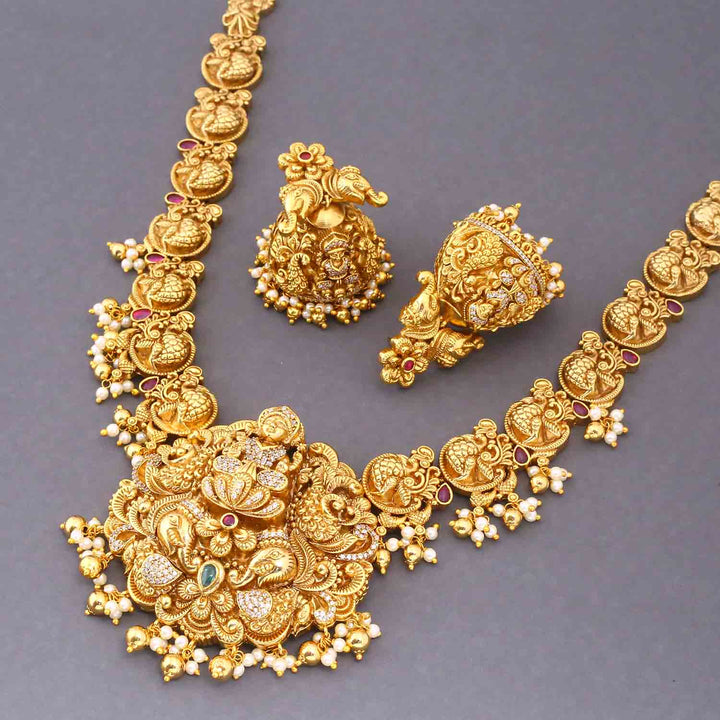 Golden Khushlani Temple Jewellery Set- New Arrival